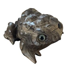 Japanese wood carved frog
